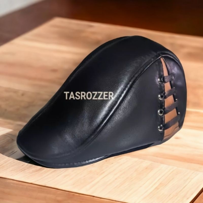Topi pet kulit asli pria model tali