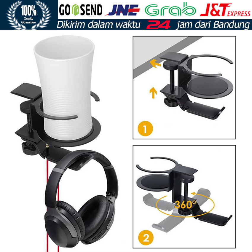 Tempat Mug Di Samping Meja / Under Desk Headphone Hanger / Glass Cup Gantungan Headset Holder