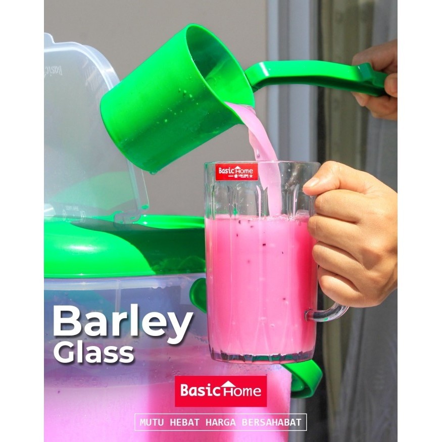 BUNTON Lion Star Basic Home Gelas Plastik Minuman Bening Tebal Gagang / Gelas Teh Besar Plastik Berk