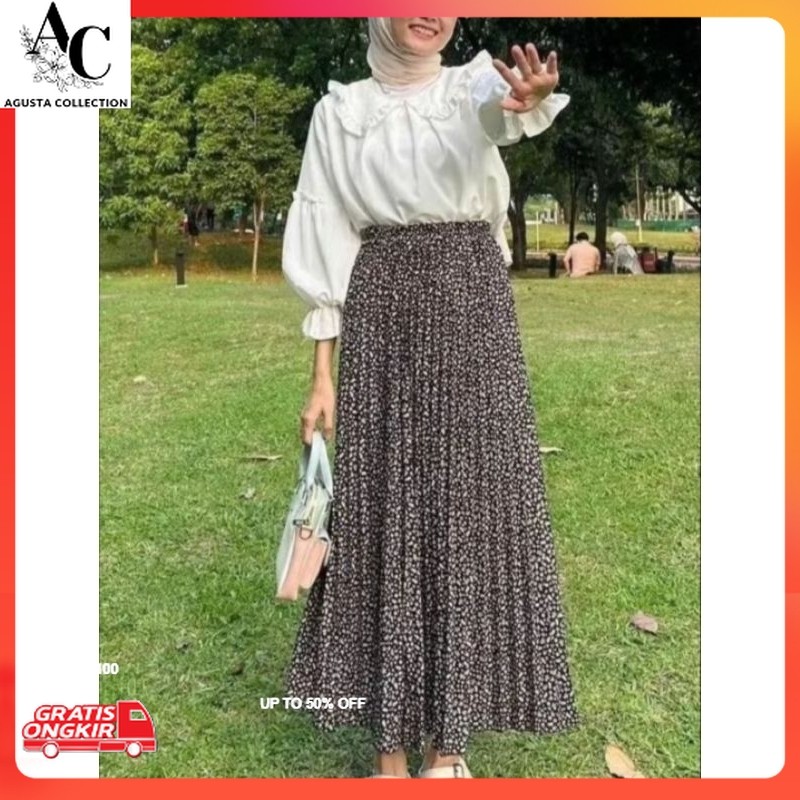 Rok Korea / alma.id - Rok Plisket Wanita Tekka Coila Pebble Skirt