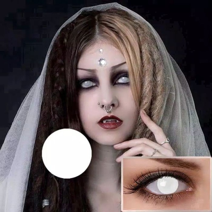 "WY.SY" - READY STOCK DS Softlens Halloween Hantu Seram Putih Hitam Merah - White (Blind)