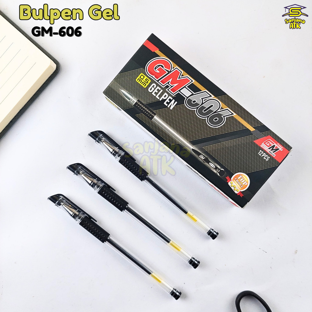 

(12pcs) Bulpen Gel / Gel Pen GadjahMada / Bulpen GM-606 0.5mm Hitam