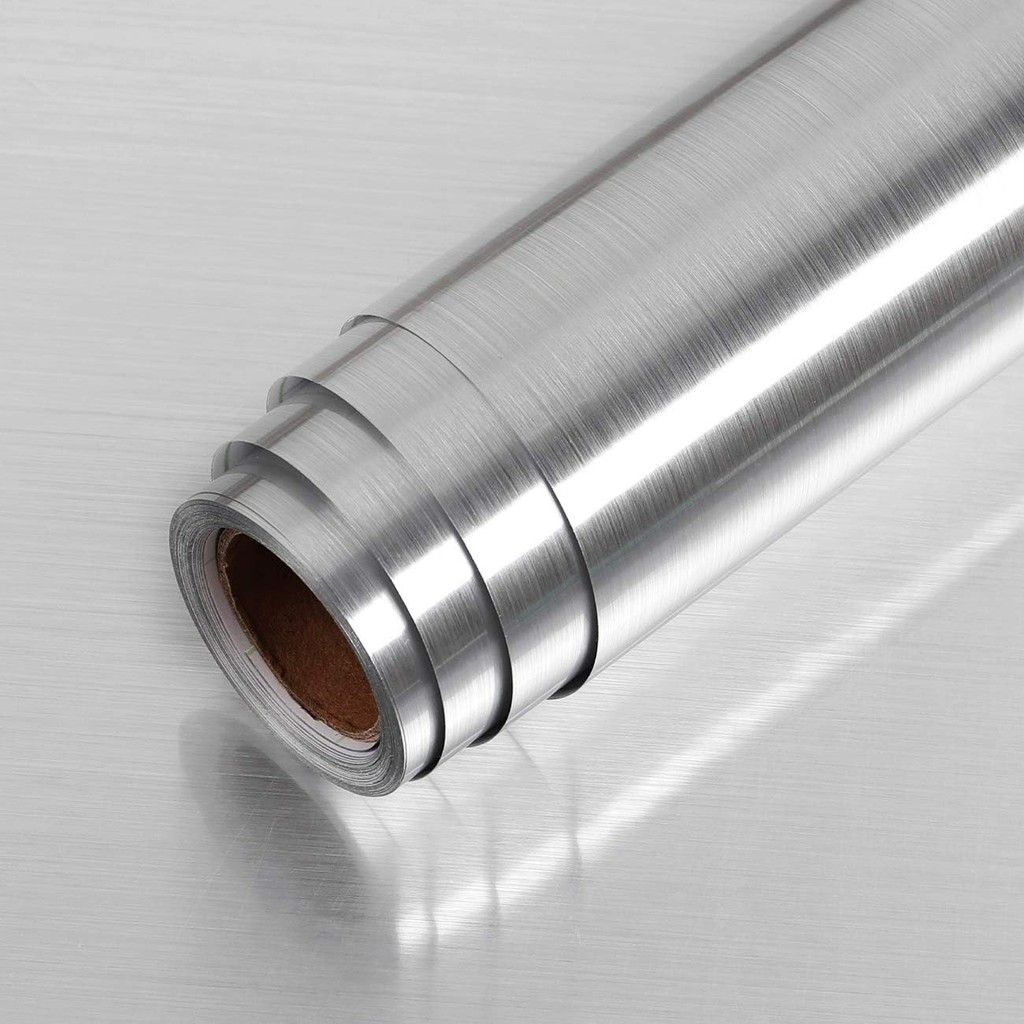 Self Adhesive Wallpaper Silver Stainless Steel Contact Paper for Appliances Cover Fridge Refrigerato