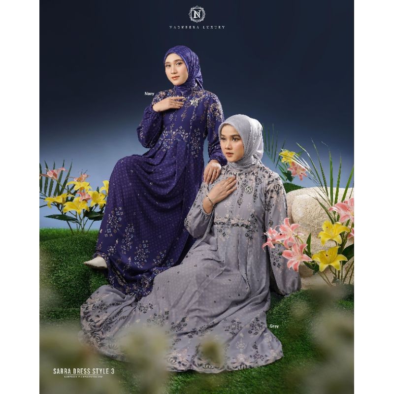 (READY OKTOBER 2024) SARRA DRESS STYLE 3 by Nadheera Luxury Ori Terbaru ️Gamis Motif ️ Gamis babydol