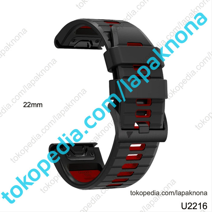 QUICKFIT 22mm Strap Garmin Fenix 7 6 5 Epix Pro 47mm Quatix Instinct - Black-Red