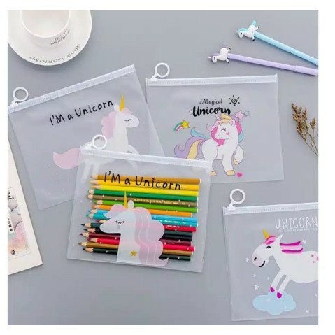 

Pouch Zip Lock Kosmetik Transparan Motif Kaktus Tas Kosmetik Karakter Unicorn ZipLock Plastik Zipper Lock Alat Tulis ATK