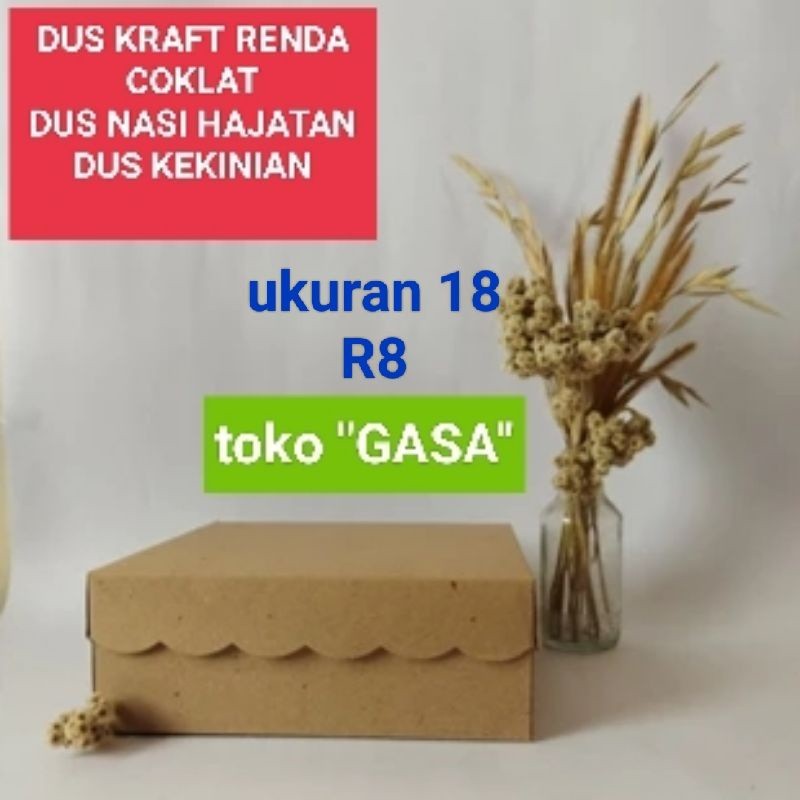 

kerdus dus kotak Kraft coklat ukuran 18 350gr / dus Kraft R8 (18x18x7) / dus nasi / kerdus hajatan / catering / dus Kraft 18x18x7 cm coklat VICTORY JPN