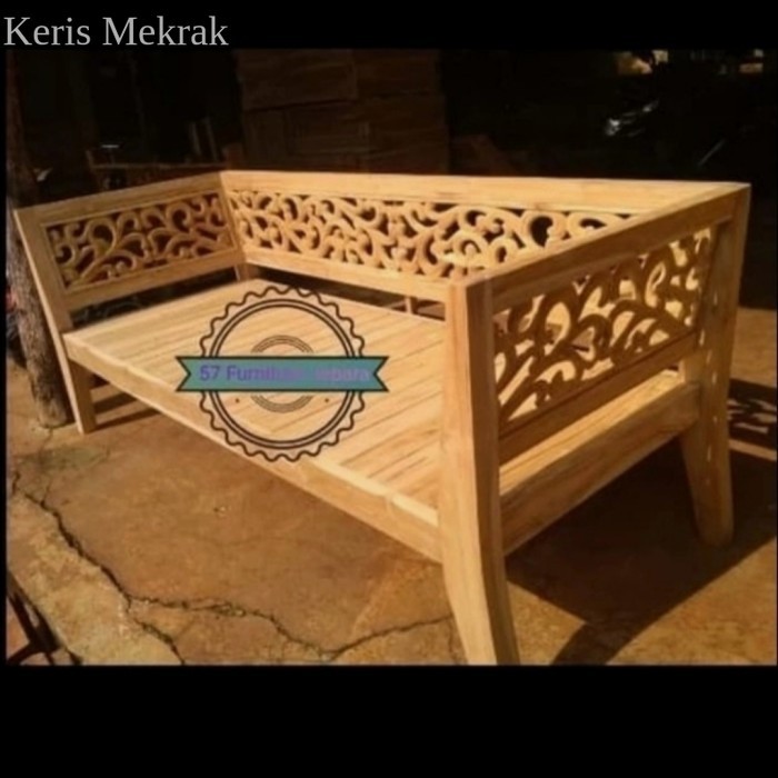 pesanan bale bale kursi tamu risban kayu jati ukir panjang 150cm laris