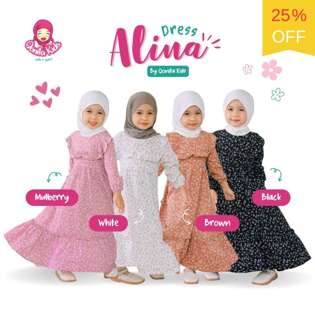 QUITTA - Alina Dress Tanpa Hijab (0 - 9th) By QonitaKids Gamis Anak Perempuan, Gamis Anak Perempuan 