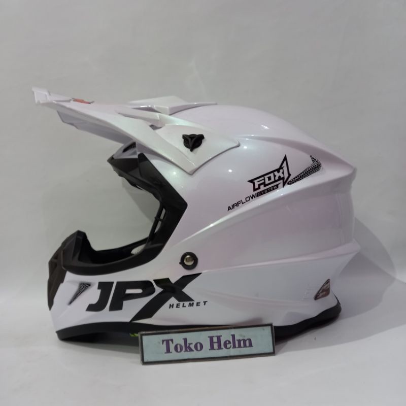 Helm JPX cross FOX 1 polos white putih