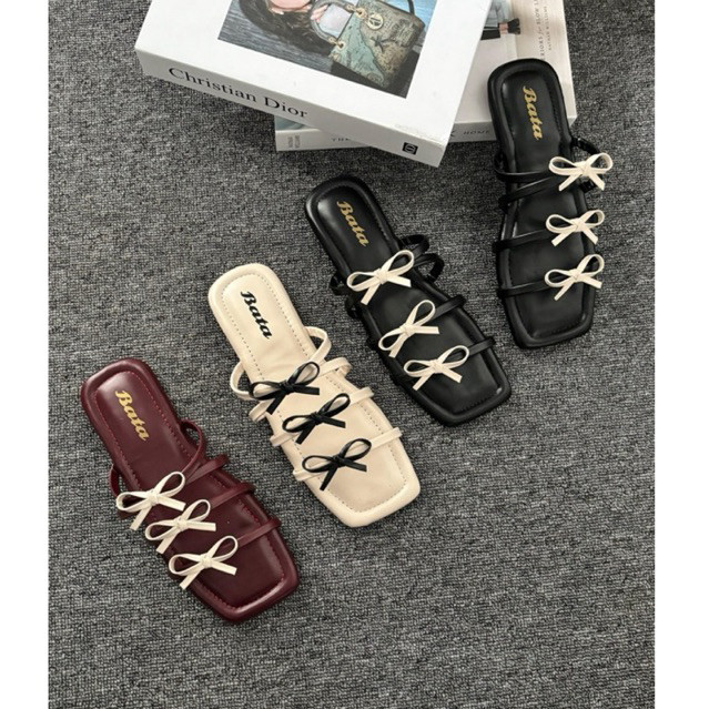Sandal Wanita Bata Teplek Motif Pita Cantik Trendy Sendal cewek pita teplek Pita Tali 3
