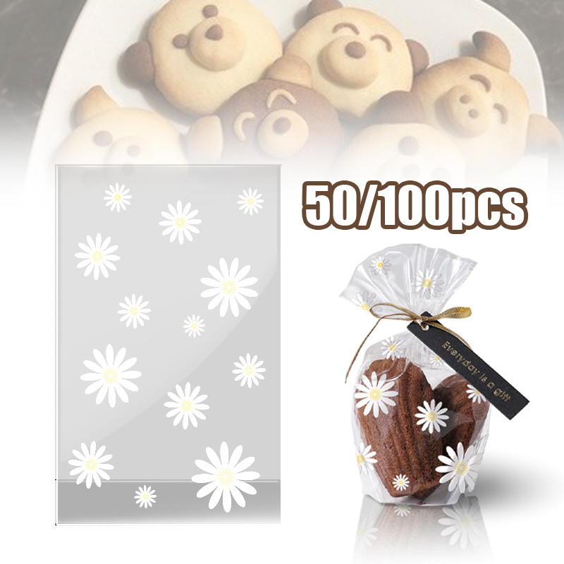 

100pcs Plastik Cookies Putih Polkadot Kantong Plastik Cookies Standing