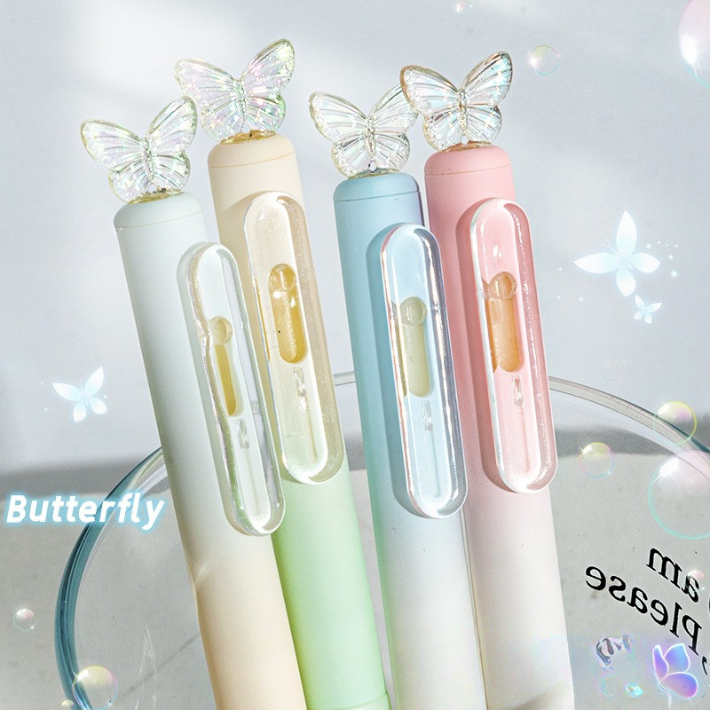 

[HARU] Aurora Butterfly Series Mechanical Pen Pena Tekan Pena Lucu Pulpen Aesthetic Gel Mekanik Pulpen Tinta Hitam Alat Tulis Stationery