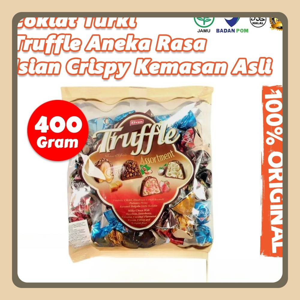 

Elvan Truffle Coklat 400gr Truffle 400 Gram Coklat Arab Import Turki Turkey Original Chocolate Truffle 1KG Elvan Çikolatalı Trüf