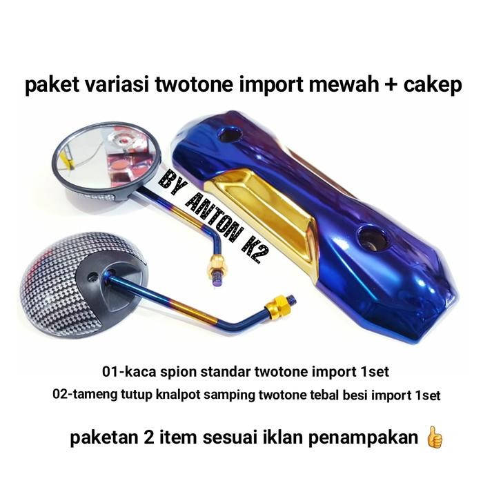 TUTUP/TAMENG KNALPOT VARIASI BLUE X/TWOTONE MOTOR SCOOPY KARBU-NEW FI - TWOTONE