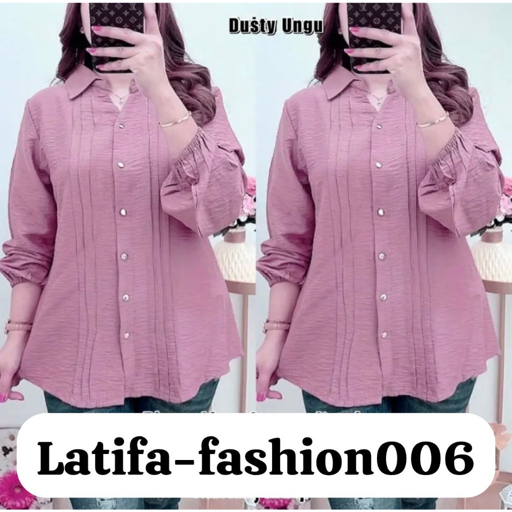 KEMEJA  CRINKLE LIPAT GARIS DEPAN  POLOS SUPPLIER FASHION/Terbaru