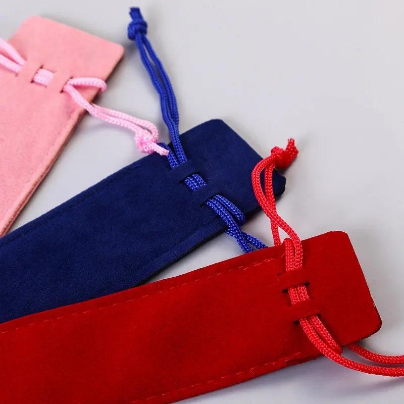 

100pcs Velvet Pen Pouch Individual Pencil Bag Fountain Gift Strap Bunch Pen Case