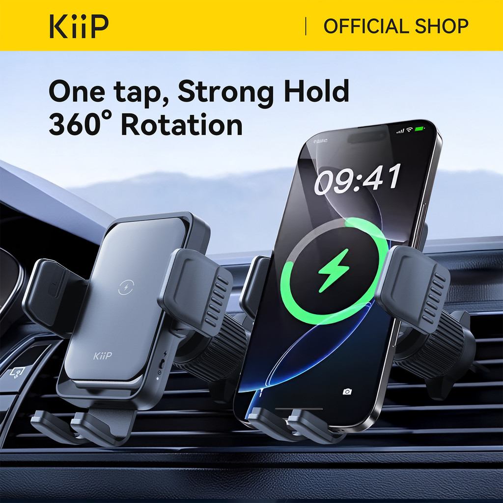KiiP WC01 2in1 Car Mount Wireless Charger Phone Holder Mobil Car Charger 15W