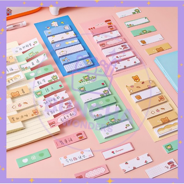 

BW Sticky Notes Lovely Mix Set Colorful Memo Pad 6in1 Tempel Lucu Estetik Karakter Character S-SN022