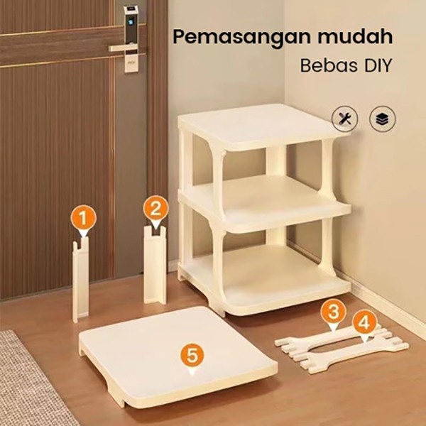 AMZ ZAYA Rak Sepatu Susun Tertutup 3 Tingkat - Tempat Penyimpanan Minimalis Anti DebuSBJA