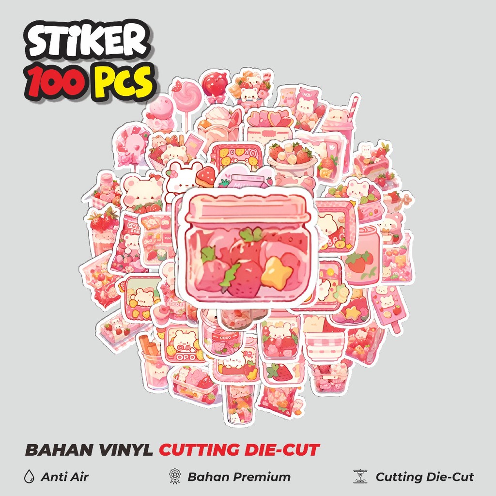 

Terbaru! 50 pcs Stiker Snack Pink [Cemilan Warna Pink] Dekorasi Lucu Kreatif untuk Notebook, Skateboard, HP