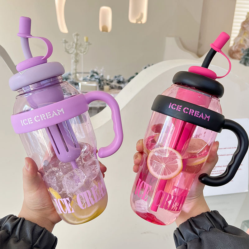 Botol Anak Jumbo Gym Gelas Infus Water Aesthetic Sedotan BPA Air Minum Besar Kapasitas 1300ML Premiu