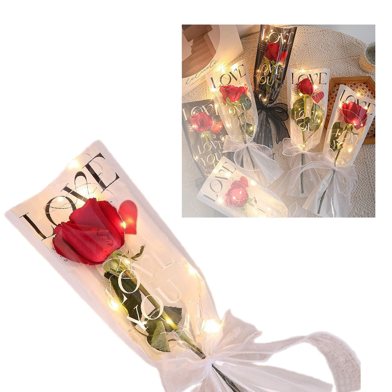 

20 Lembar Plastik Bunga Korea - Mika Printed Love untuk Bunga Ecer & Tangkainan