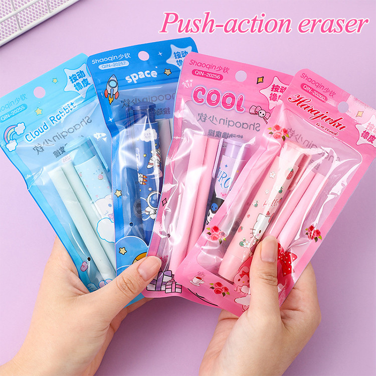 

Cartoon Retractable Press Eraser Student Stationery Kindergarten School Children Special Cute Creative Rubber Stationery Supply