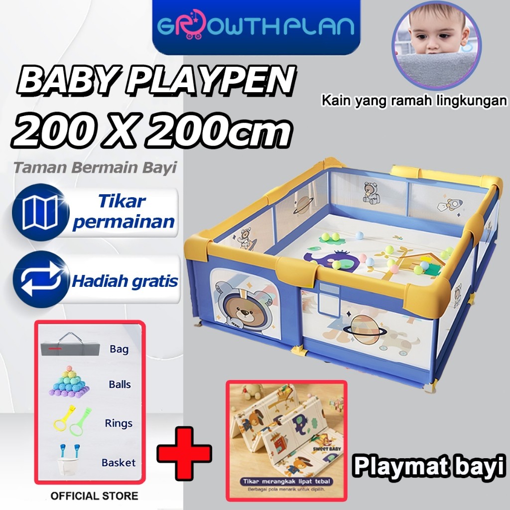 [Aman Untuk Digigit]Pagar Bayi Bermain Untuk Bayi Pagar Mainan Anak Baby Dengan Rangka Stainless Pla