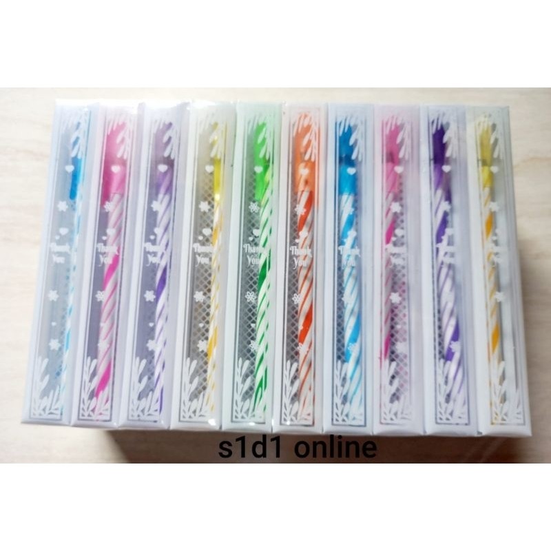 

50pcs PULPEN WARNA - WARNI ULIR KEMAS MIKA souvenir pernikahan khitanan ulang tahun murah unik lucu pena
