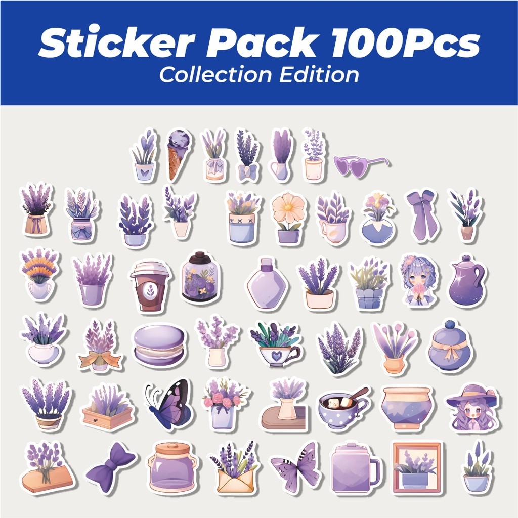 

Hot Stiker Lavender [Ungu] Lucu Anti Air Stikers Berperekat Waterproof Sticker Decal Buat Motor Helm Buku Journal Koper Casing HP Laptop Botol Minum