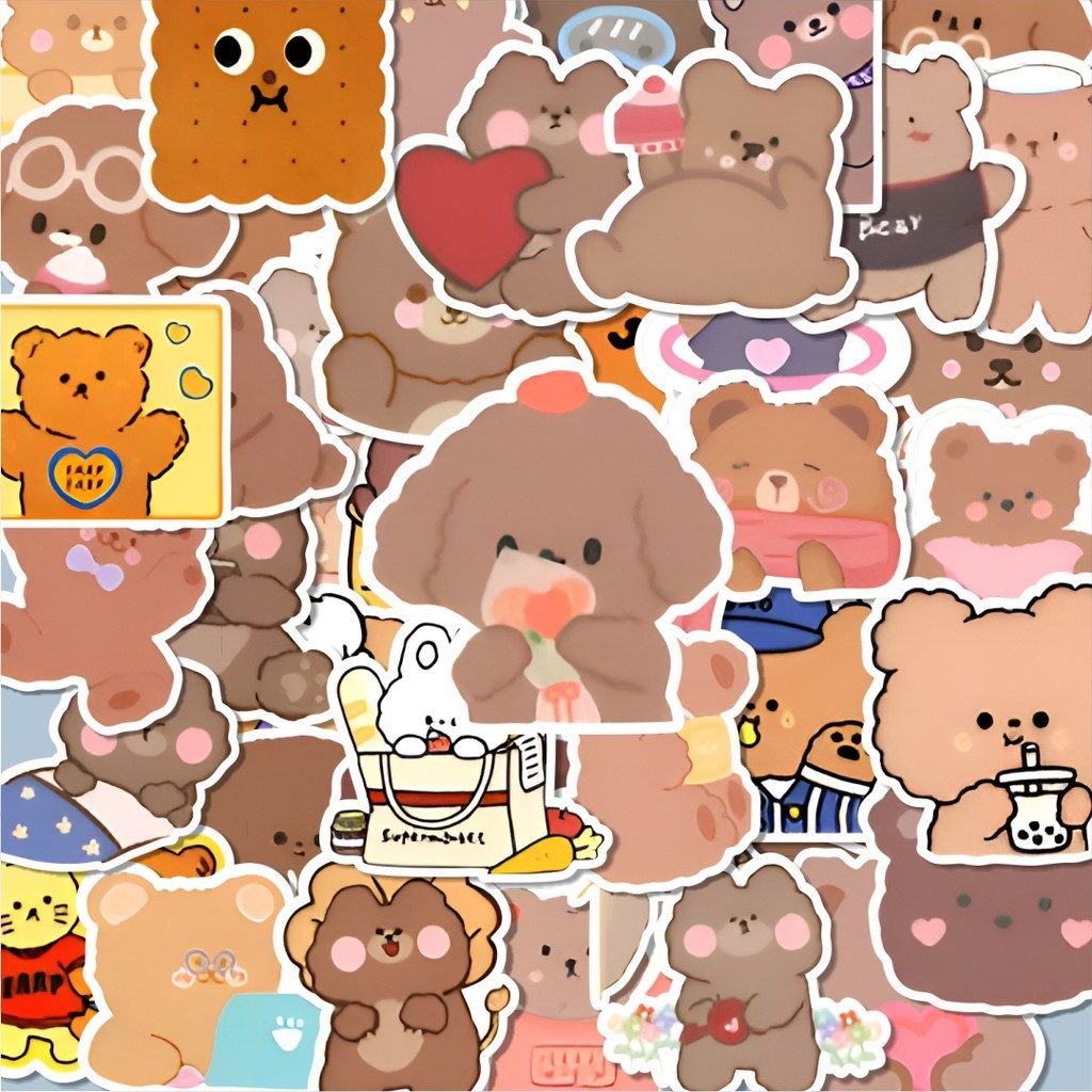 

100PCS Lucu Stiker Teddy Bear [Boneka Beruang] Stiker Aesthetic Stiker Anti Air Stikers Berperekat Waterproof sticker decal buat Motor Helm Buku Journal Koper Casing HP Laptop Botol Minum Hadiah anak
