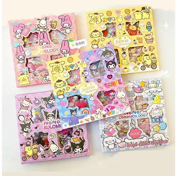 

STICKER LABUBU-SANRIO LOTSO MOMO Isi 100 Lembar Stiker Waterproof Botol Minum Tumblr DIARY