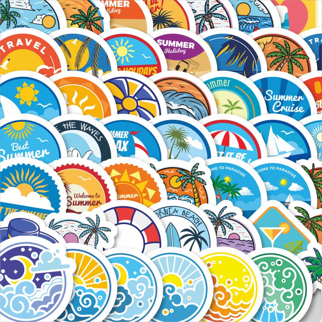 

Stiker Cutting Pack Stiker Pantai Stiker Isi 100Pcs Series Aesthetic Lucu Keren Untuk Koper Bahan Vynil