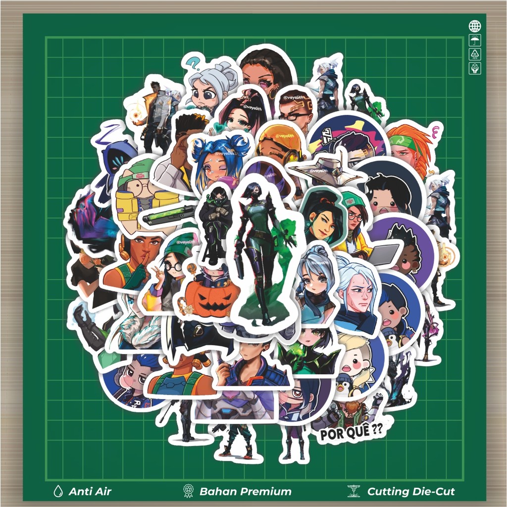

HOT 50 PCS STIKER Stiker Kartun Valorant Stiker Dekorasi Lucu Kreatif untuk Notebook, Skateboard, HP