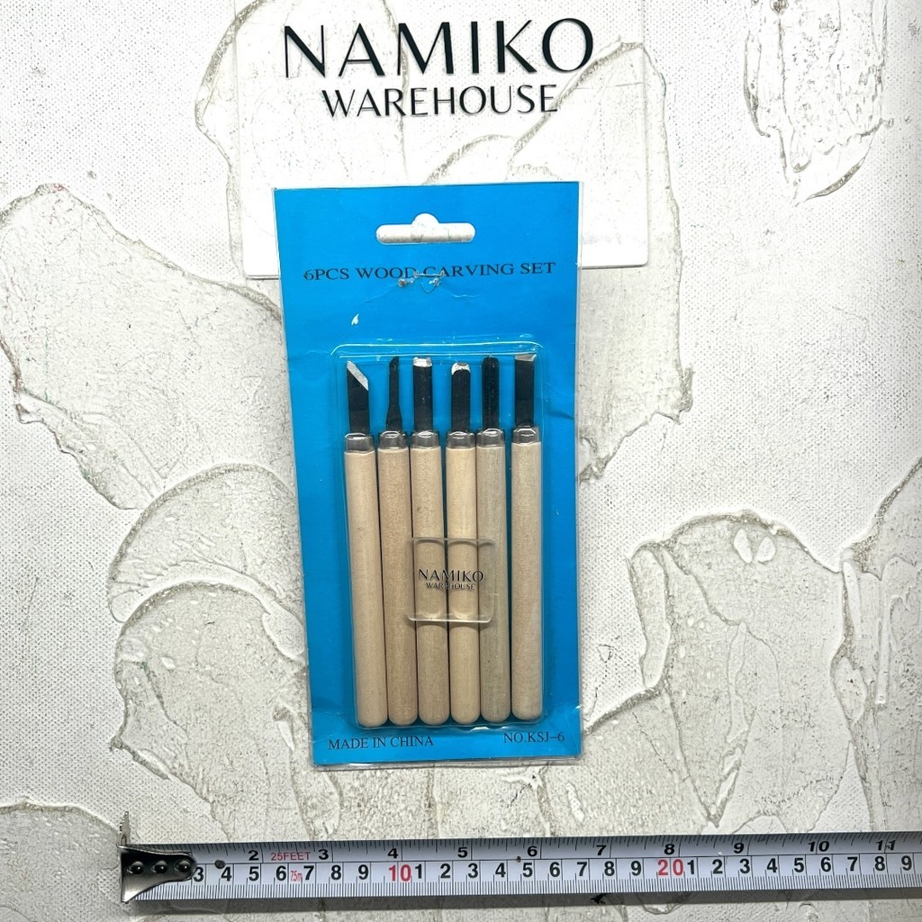 

GROSIR 12 set tatah ukir pahat set gagang kayu 6 pcs NAMIKO WAREHOUSE