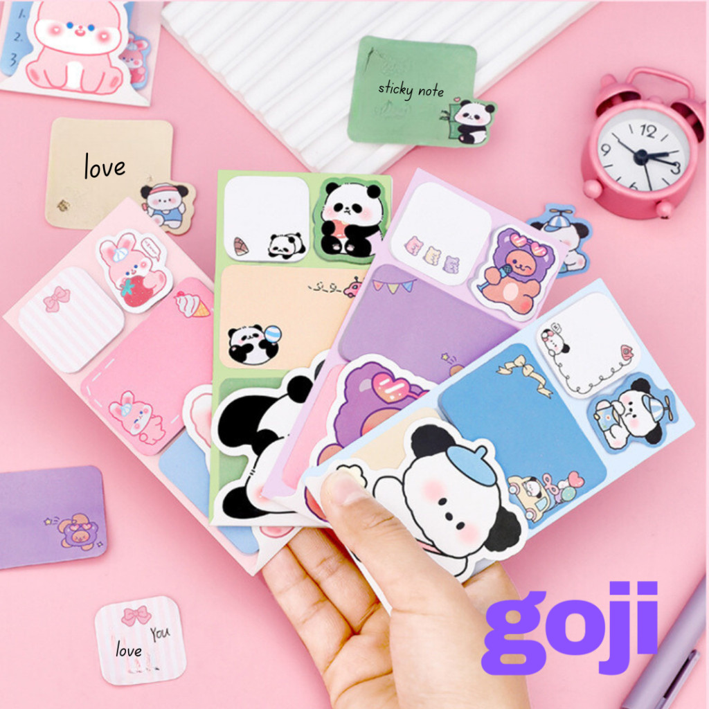 

GOJI Sticky Notes 4 in 1 Total 100 Lembar Catatan Tempel Motif Kartun Animal Lucu Berwarna Estetik Aesthetic Full Color MO