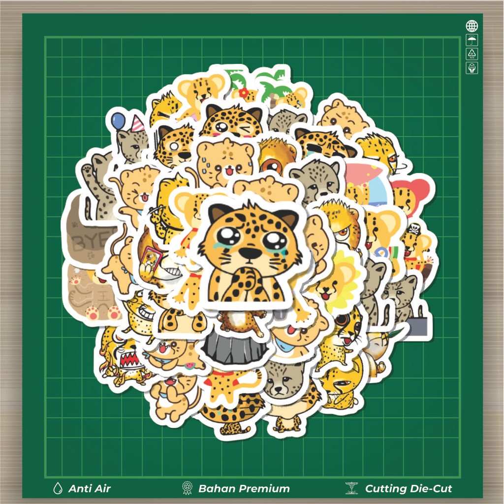 

HOT 50 PCS STIKER Stiker Cheetah [Citah/Kucing Besar] Stiker Fashion Cars Decal Dingin Kartu Album Custom Vinyl Anti Air- Sticker Aesthetic Buku Journal Koper Casing HP Tablet Laptop Helm Motor Botol Minum