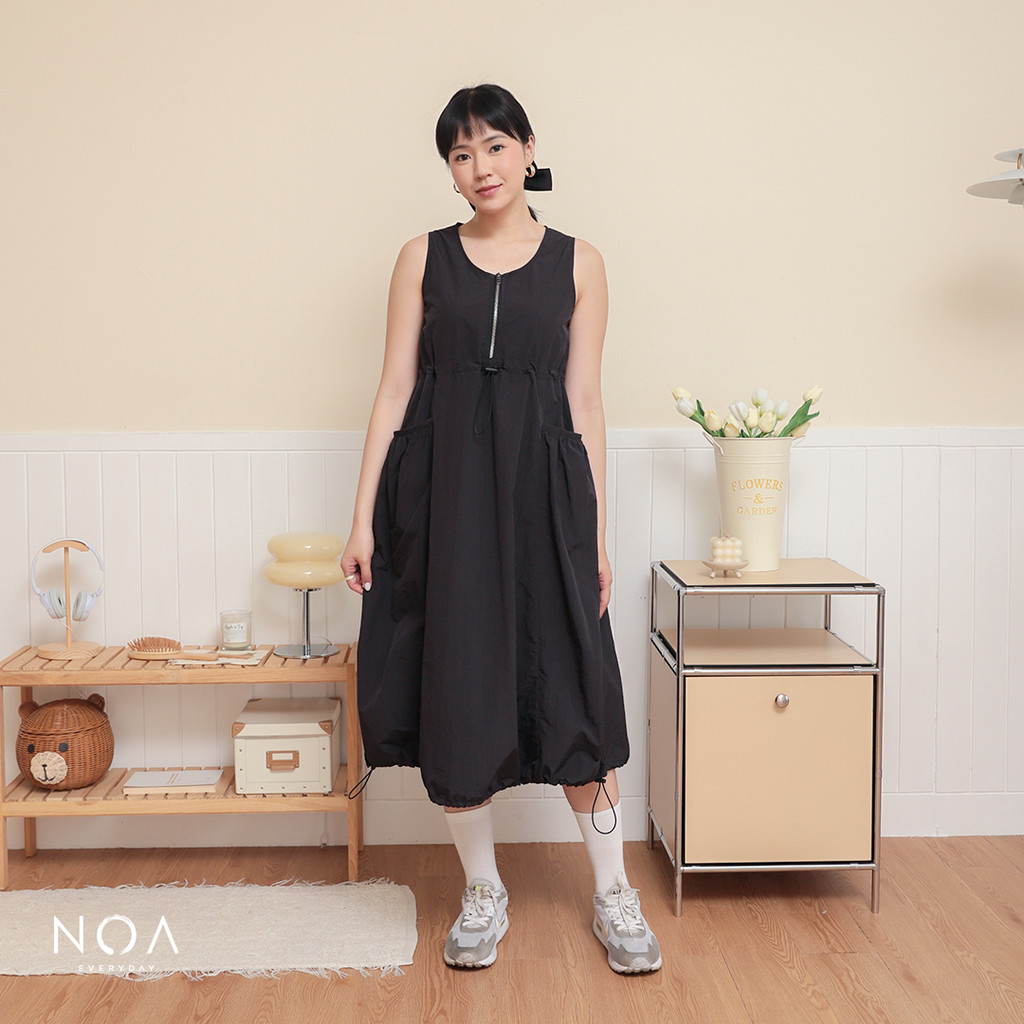 NOAeveryday l YURIKA Parachute Balloon Midi Dress l Dress Wanita l Dress Baloon Midi Parasut Wanita