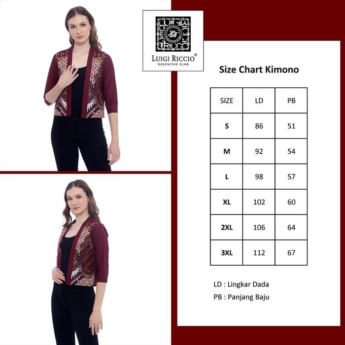 [New Arrival] Kemeja Batik Pria Lengan Panjang Luigi Riccio Maroon Series 2022 ORI - Kimono, XL