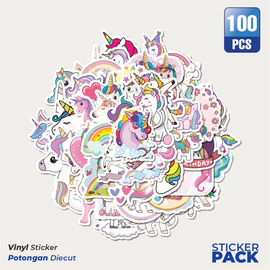 

Super Hemat! 100 PCS Stiker Rainbow Unicorn [Unicorn Pelangi] Waterproof Aesthetic- Untuk Laptop, Motor, dan Helm - Paper Stationery Pack
