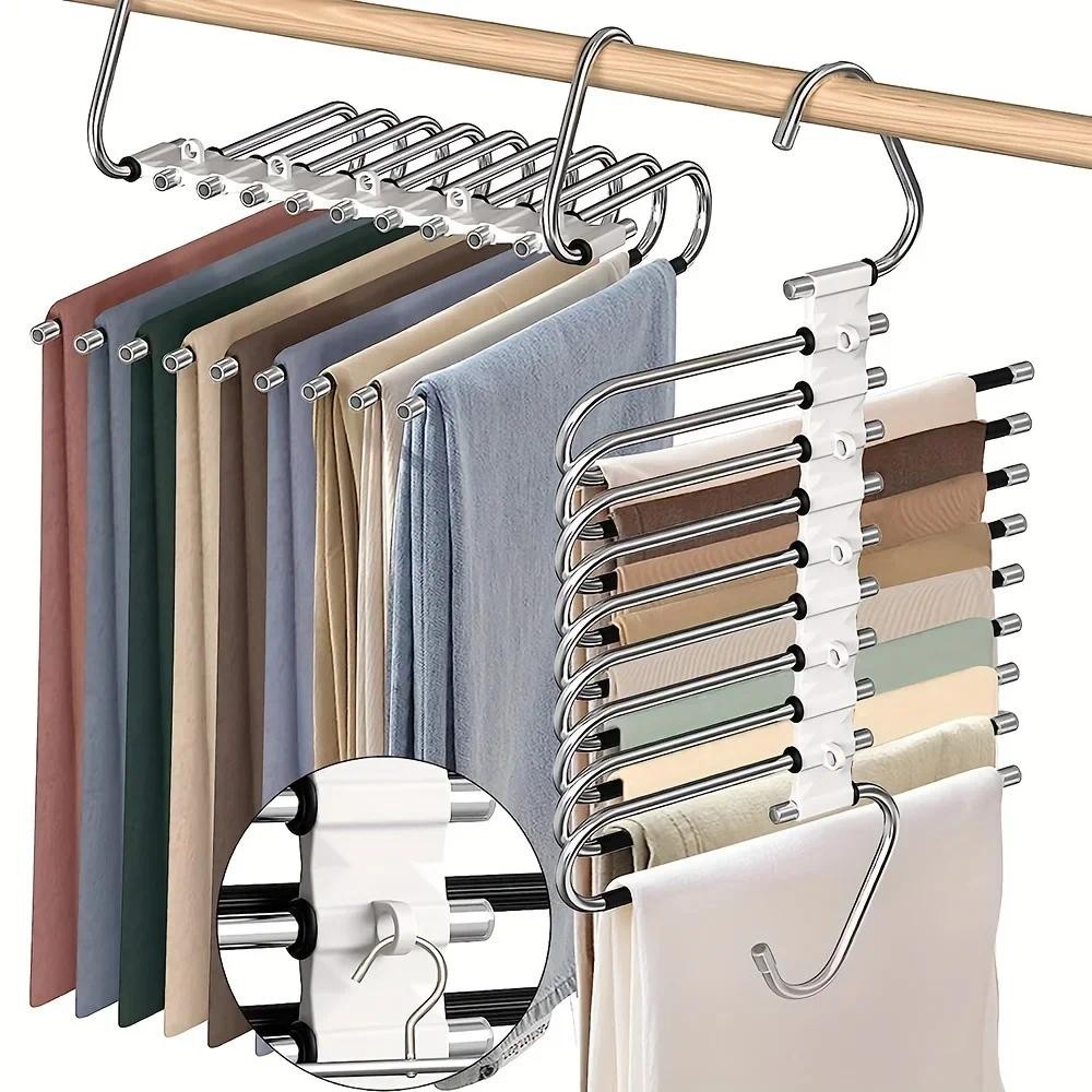 

Pants Rack Space-saving Non-slip Stainless Steel Multifunction Rack, S-shaped Closet Organizer for Tights Pants Clothing Stores