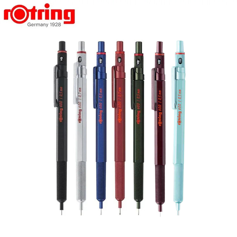

Rotring 600 Mechanical Pencils 0.5mm 0.7mm Professional Drawing Sketching Pens Metallic Body Hexagon Holder Art School Supplies