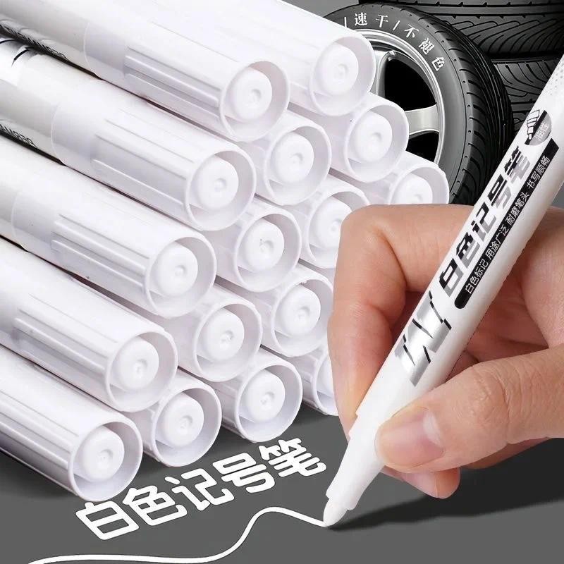

5 PCS White Manga Marker Pens Set Permanent Ink Scrapbook Tire Pen Waterproof School Supplies Stationery Art Brush Pen