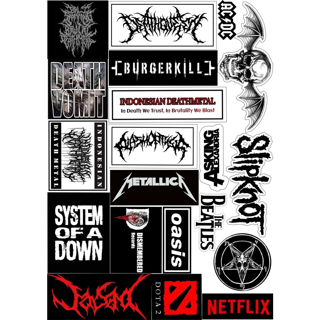 

19 PCS Sticker BAND ROCK METAL | Sticker Aesthetic untuk helm ,hp, kulkas, sepeda,stiker deeadsquad