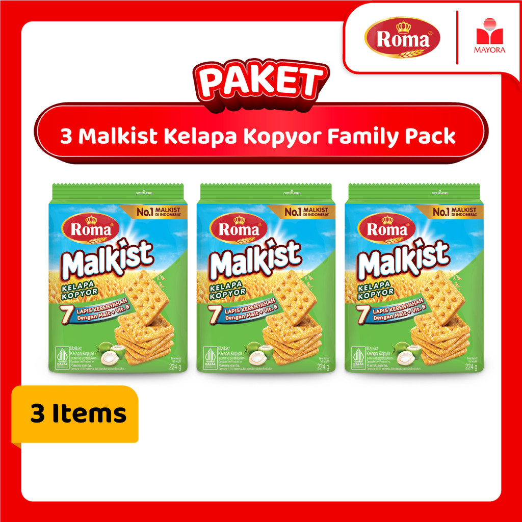 

Paket 3 Roma Malkist Kelapa Kopyor Family Pack