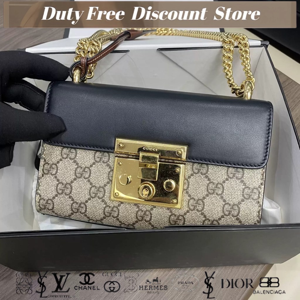 (409487) GUCCI Gembok Tas Kotak Cahaya Bulan / Tas Rantai Coklat / Tas Bahu / Tas Bahu Kewajiban / T