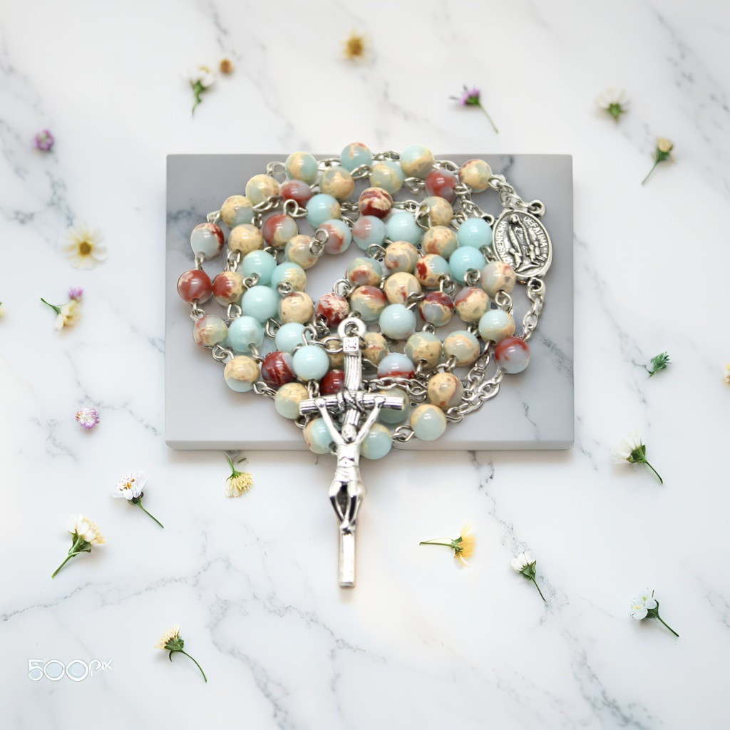 ROSARIO KATOLIK (BATU ONYX-MIX) / KALUNG ROSARIO KATOLIK / ROSARIO KALUNG BATU ALAM / KONTAS