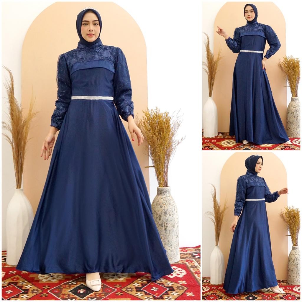 KINAN GAMIS MAXI DRESS PREMIUM MAXMARA SILK TILE / GAMIS PESTA / GAMIS KONDANGAN / MAXI PESTA / GAMI