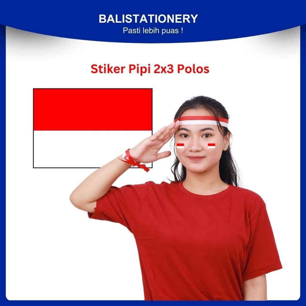 

Sticker Pipi Bendera Merah Putih polos glossy (Polos) 2 x 3 cm